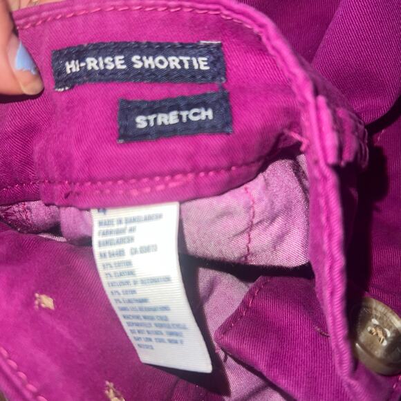 American Eagle Stretchy Denim High Rise Purple Jean Shorts Size 4 - Picture 4 of 7